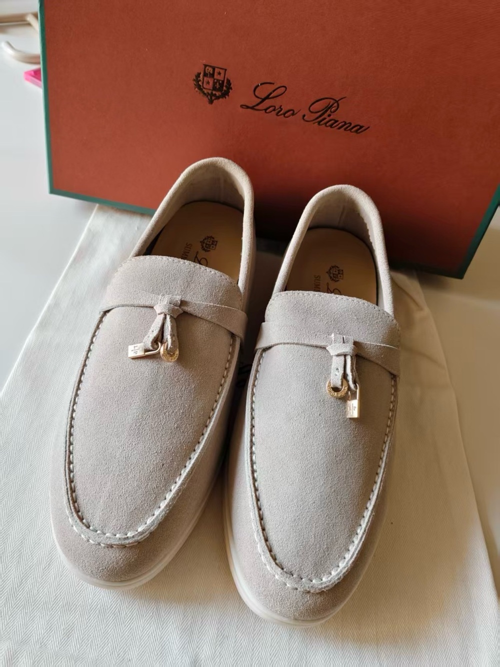 Loro Piana Beige Suede Tassel Loafers